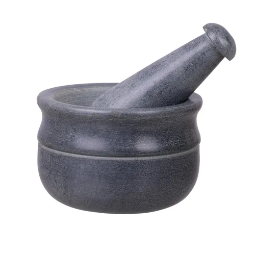 Miniatura 11 de Mortero y mortero, hecho de piedra dura pulida resistente, molinillo de piedra natural para especias, pastas, hierbas, condimentos, etc.