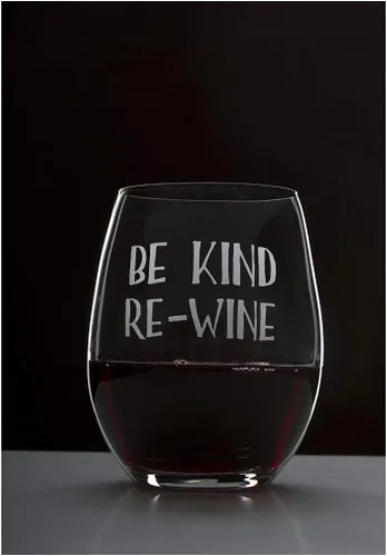 Miniatura 8 de Lushy Wino Be Kind, Re-Wine - Lindo, novedoso, grabado al agua, copa de vino de 16 onzas sin tallo con frases divertidas en caja de regalo