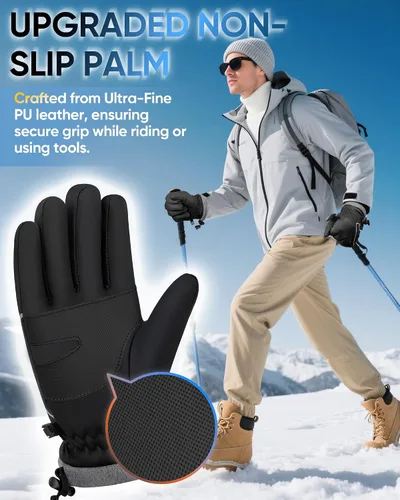 Miniatura 4 de Guantes de invierno para mujeres y hombres, impermeables y cálidos, guantes sensibles al tacto para ciclismo, correr, trabajar, actividades al aire