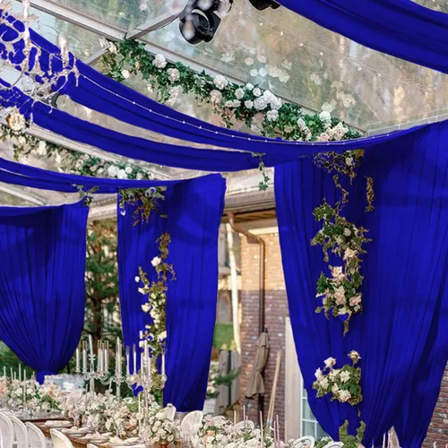 Miniatura 18 de FUHSY Cortinas de techo para arco de boda, tela drapeada, tela de gasa, cortinas de gasa burdeos para telón de fondo, 5 x 20 pies, 2 paneles