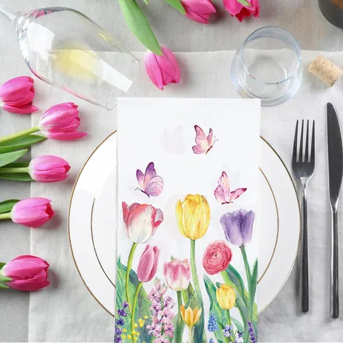 Miniatura 5 de 50 servilletas de papel florales de primavera, tulipán, servilletas desechables de acuarela con flores, para cena, fiesta, toalla de mano decorativa