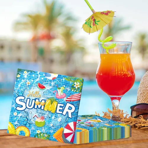 Miniatura 3 de 40 servilletas de verano – Servilletas de papel desechables para fiestas en la piscina, cumpleaños, vacaciones de verano Pool Party