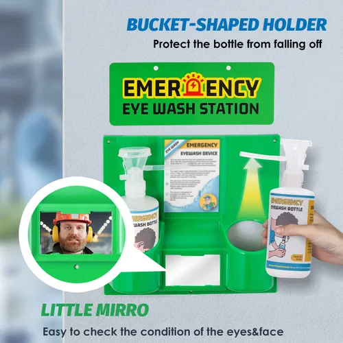 Miniatura 5 de Estación de lavado de ojos portátil para emergencia, estación de lavado de ojos de emergencia con dos botellas de 16 onzas, kit de lavado de ojos