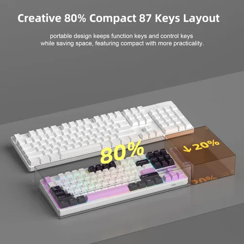Miniatura 4 de MageGee LIGHT87 - Teclado cremoso con cable, 80% de juntas intercambiables en caliente RGB retroiluminados para juegos con amortiguación de sonido