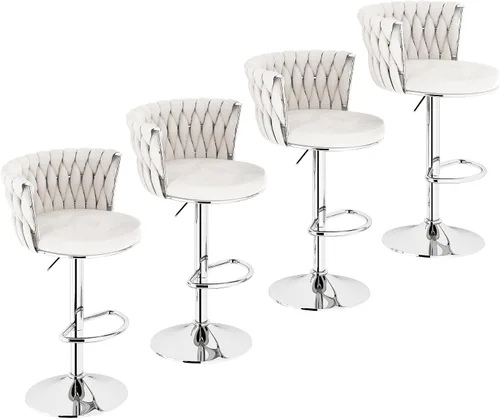 Miniatura 14 de Lamerge Juego de 2 taburetes de bar de terciopelo, sillas de bar giratorias modernas, taburetes de bar de cocina, taburetes de bar ajustables, Gris