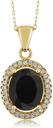 Gem Stone King Collar con colgante de plata chapada en oro amarillo de 18 quilates de 0.433 x 0.354 in con piedra natal ovalada para mujer con