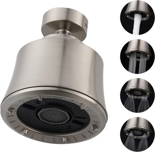 iFealClear Cabezal de Grifo de Fregadero de Cocina, Cabezal Rociador Giratorio de 360 Grados con 4 Modos de Pulverización, Adaptador Aireador de