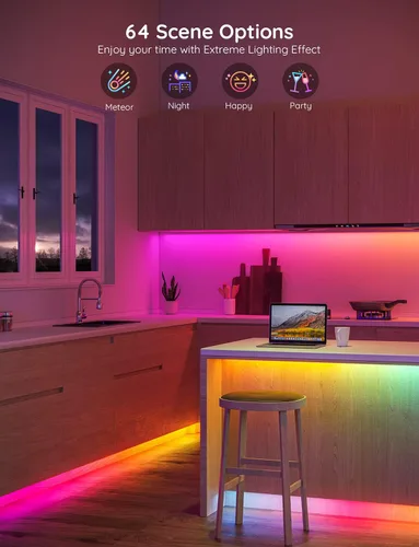 Miniatura 3 de Govee Tira de luces LED RGBIC, luces LED Bluetooth de 16.4 pies que cambian de color con control de aplicación segmentada, tira LED inteligente