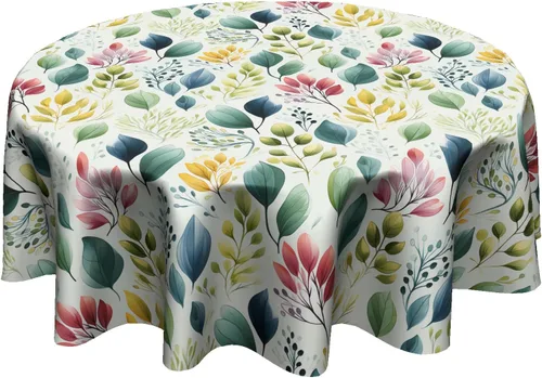 Miniatura 9 de Giwawa Mantel de hojas florales bohemias, mantel de hojas coloridas, mantel botánico natural de acuarela, mantel redondo de primavera y verano, Boho