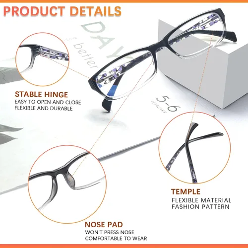 Miniatura 6 de Paquete de 5 gafas de lectura para computadora para hombres y mujeres, antifatiga, gafas de bloqueo de luz azul para la lectura