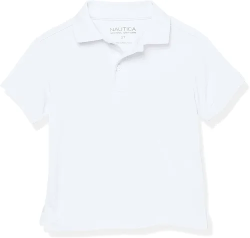 Nautica - Camiseta tipo polo de manga corta para uniforme escolar de niños, con cierre de botones y material de alto rendimiento que absorbe la