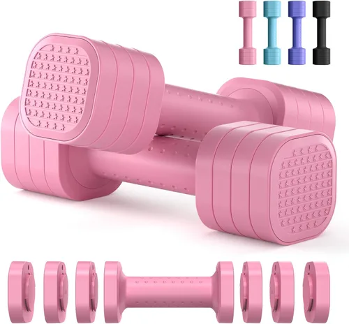 Miniatura 9 de Zempox Adjustable Dumbbell Set, 4 in 1 Free Weight Dumbbell Set for Women, Hand Weight for Women at Home, Each 2lb 3lb 4lb 5lb with TPU Soft Rubber