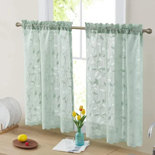 Miniatura 15 de HLC.ME Joyce - Cortina de encaje transparente para cocina, cafetería, para ventanas pequeñas, cocina y baño, 30 pulgadas de ancho x 36 pulgadas