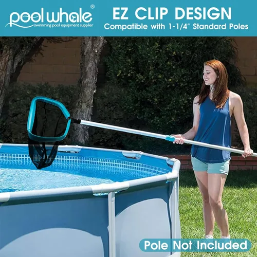 Miniatura 6 de POOLWHALE Rastrillo de red de desnatador de piscina, red de nailon profundo con marco de aluminio, redes de malla ultra fina para limpiar hojas