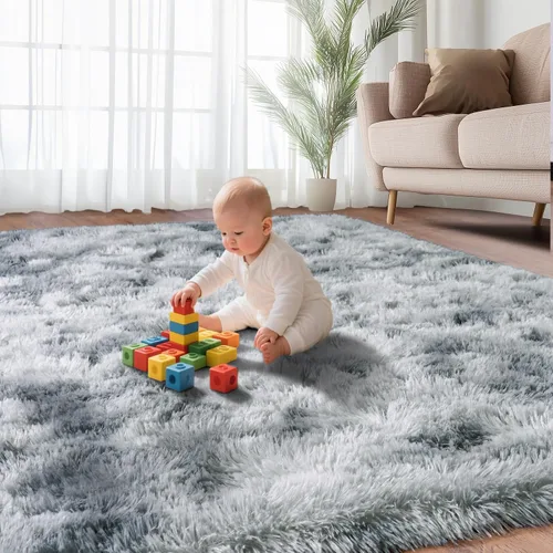 Miniatura 238 de Alfombras de área de 8x10 para sala de estar, alfombra shaggy grande ultra suave y esponjosa para dormitorio, alfombras de felpa mullida Blanco crema