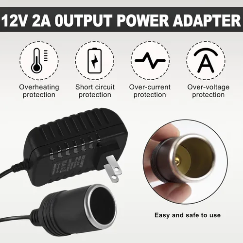Miniatura 3 de Wevdn Convertidor de CA a CC, 2 A 24 W, adaptador de toma de encendedor de cigarrillos para auto, transformador de fuente de alimentación portátil