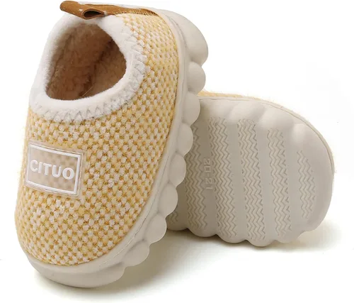 WILLFUN Pantuflas de forro polar unisex para niños y niñas, zapatos cálidos de invierno para interiores y exteriores para niños pequeños