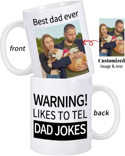 Miniatura 2 de Taza personalizada, tazas de café personalizadas con imagen y texto, taza de cerámica de 11 onzas, regalos personalizados para mamá papá, regalo
