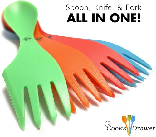 Miniatura 2 de Paquete de 4 cubiertos de camping multicolor Spork