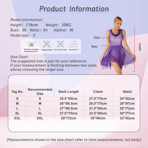 Miniatura 6 de TiaoBug Vestido de baile lírico con superposición litúrgica transparente y brillante para mujer