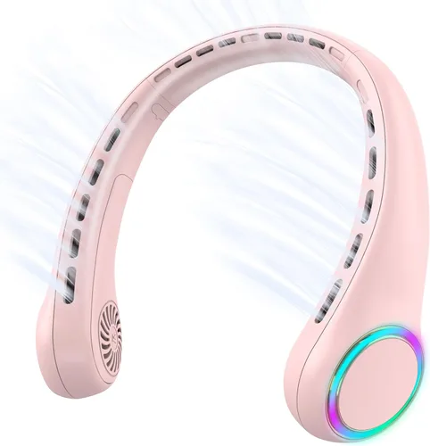 Miniatura 14 de Ventilador de cuello, ventilador portátil con vida útil de 5 a 17 horas, ventilador de cuello de 4000 mAh con 3 velocidades ajustables y 64 luces