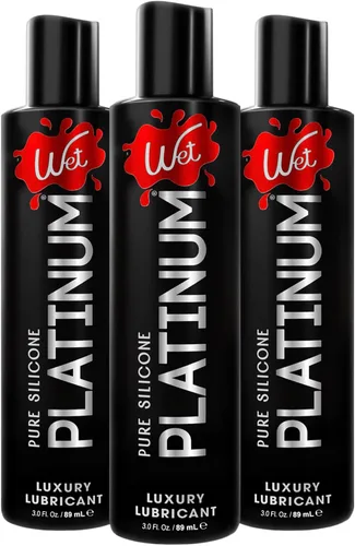Wet Platinum Lubricante personal a base de silicona | Fórmula ultra suave, súper resbaladiza, hipoalergénica, de larga duración, resistente al agua