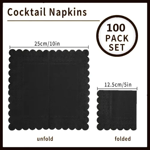 Miniatura 2 de 100 paquetes de servilletas de cóctel de 2 capas con borde festoneado, servilletas de postre plegadas de 5 x 5 pulgadas, servilletas desechables