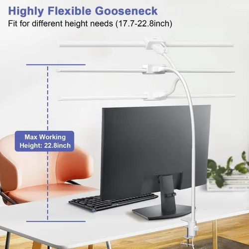 Miniatura 6 de EppieBasic Lámpara de escritorio LED, luz de escritorio de doble cabezal de 24 W, lámpara de mesa de trabajo de abrazadera de arquitecto, lámparas