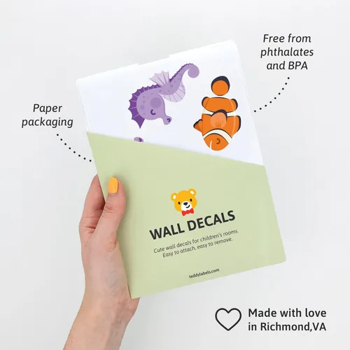 Miniatura 4 de Teddylabels - Las calcomanías del Mar Profundo - Pegatinas de pared fáciles de aplicar y extraíbles: Transforma el dormitorio de tu niño pequeño