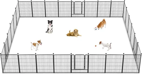 Miniatura 27 de Corralito para perros de 40 pulgadas, 32 paneles, para interiores y exteriores, para perros grandes, medianos y pequeños, valla de metal resistente