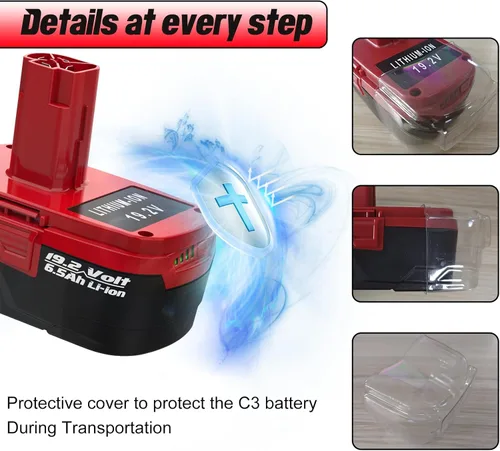 Miniatura 6 de Paquete de 2 baterías de litio C3 de 6.5 Ah de repuesto para batería Craftsman de 19.2 voltios + cargador Craftsman de 19.2 V para XCP 130279005