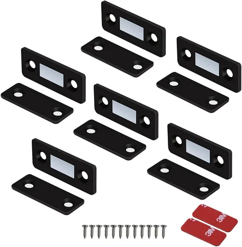 Mousike Imanes magnéticos para puertas ultrafinas, de acero inoxidable, para cierre de puerta corrediza, armario de cocina, armario, armario (negro,