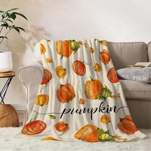 YeeJu Manta decorativa de otoño, Acción de Gracias, cosecha de otoño, calabazas, para sofá, cama, sala de estar, bonita, suave, acogedora, ligera,