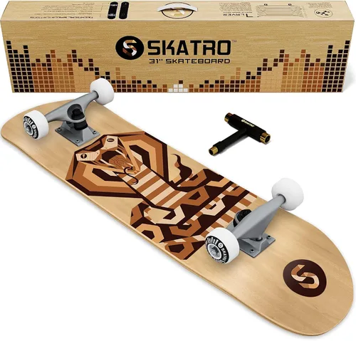 Miniatura 12 de Skatro - Patineta profesional de 31 pulgadas completa. Tabla de patinaje para edades: adultos, niños, principiantes y niñas