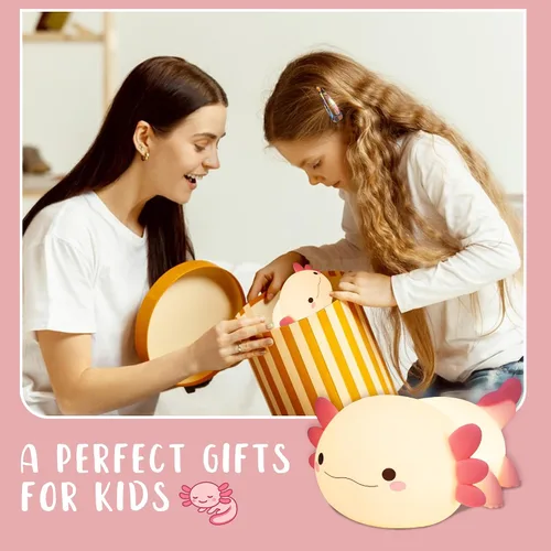 Miniatura 6 de Luz Nocturna de Axolotl, Linda Luz Nocturna para Niños, Lámpara Nocturna de Silicona para Guardería de Animales, Luz Nocturna LED Recargable