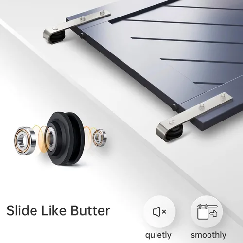 Miniatura 3 de EaseLife Kit de Rieles de Hardware de 5 Pies para Puerta Corredera de Granero de Níquel Cepillado, Polea J Básica, Trabajo Pesado, Se Desliza Suave