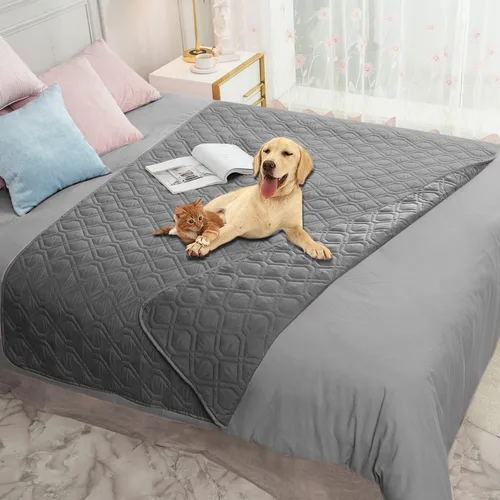 Miniatura 30 de Ameritex Funda Impermeable para Cama de Perro Manta para Mascotas para Muebles Cama Sillón Sofá Reversible Azul marino+azul piedra
