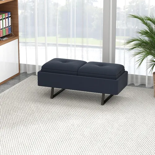 Miniatura 12 de kinbor Sillas de sala de espera, silla de invitados de oficina de piel sintética, banco de recepción tapizado de 5 asientos, muebles de vestíbulo