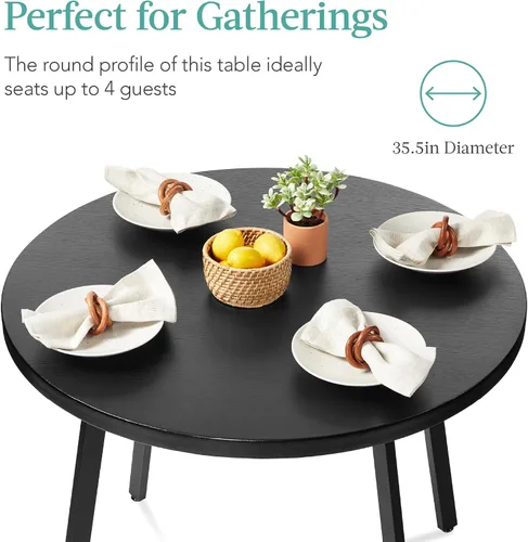 Miniatura 4 de Best Choice Products Mesa de comedor redonda de mediados de siglo moderna de 35.5 pulgadas, comedor que ahorra espacio para el hogar, cocina, Negro