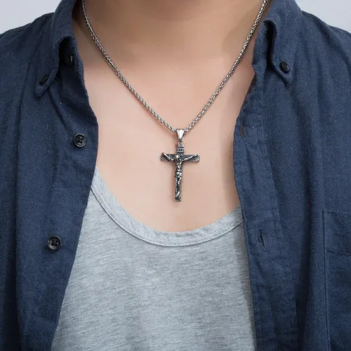 Miniatura 2 de Collar con colgante de crucifijo, cristiano católica imperio romano estilo gótico.