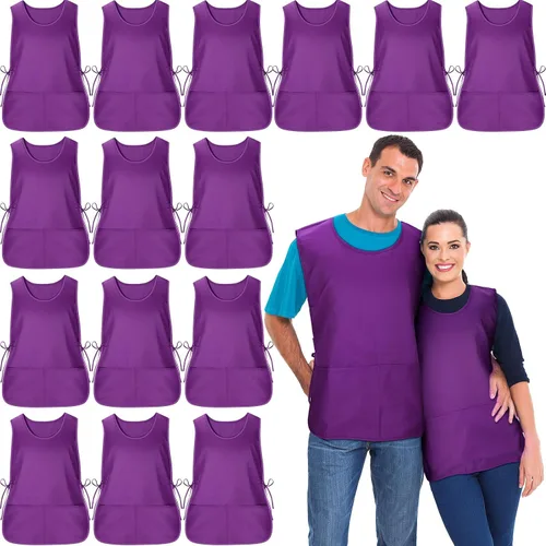 Miniatura 10 de Suhine delantal de zapatero con 2 bolsillos profundos y lazos laterales delantal unisex para trabajo en la cocina