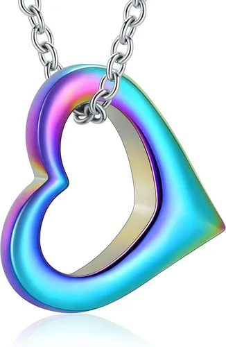 Miniatura 94 de constantlife Joyería de cremación para cenizas – Colgante de corazón conmemorativo collar de urna conmemorativa soporte para cenizas de acero