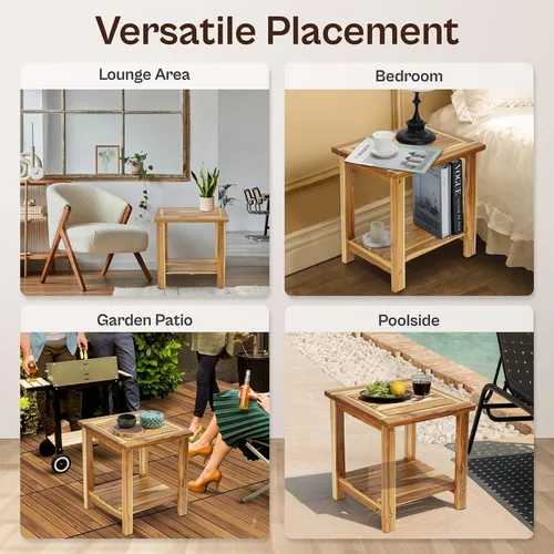 Miniatura 6 de Mesa Auxiliar Adirondack – Mesa auxiliar rectangular resistente a la intemperie para patio, jardín, césped o sala de estar Mesa auxiliar de madera