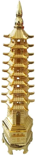 Miniatura 5 de Torre Wenchang de aleación de 10 pulgadas, pagoda antigua de nueve niveles para educación, crecimiento profesional y empresarial/decoración