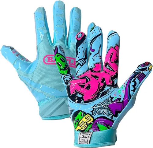 Miniatura 37 de Battle Sports - Guantes de fútbol americano para receptor abierto con dorso de mano, ultraadherentes y con agarre, antideslizantes, para adultos