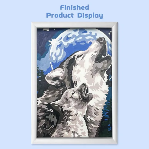 Miniatura 6 de Nariolar Pintura por números para niños de 8 a 12 años con cartón preimpreso de 7 x 9.5 pulgadas, 12 macetas de pintura acrílica y 3 pinceles de Lobo