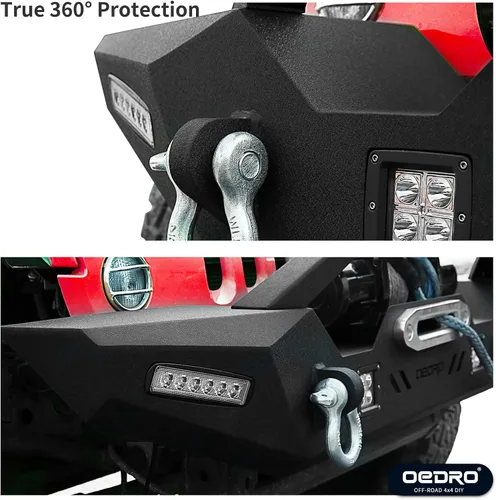 Miniatura 3 de OEDRO Parachoques delanteros y traseros, compatibles con Jeep Wrangler JK y Unlimited 2007-2018, parachoques Rock Crawler con montaje de placa