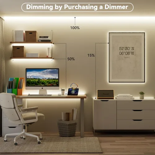 Miniatura 3 de MIWISE Tira de luz LED COB 20 pies/6.1m, CRI 90+ Luz blanca cálida 2700K Alta luminosidad súper brillante Flexible DC24V Tira de luz LED