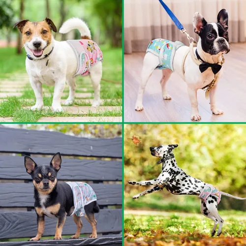 Miniatura 7 de Pet Soft Pañales para perras, paquete de 3 pañales lavables para perras, pañales reutilizables para perritas en período de calor, bragas para perras