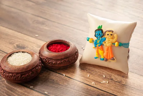 Miniatura 2 de Juego de regalo de Rakhi para hermano y bhabhi Incluye hermoso rakhi para Bhai y Lumba Rakhi para Bhabhi, Roli Chawal, imán y chocolate Envía